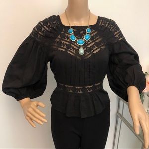 NWT Free People Lace Inset Peplum Top